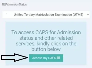 How To Verify Your Result on the JAMB Portal - Click on "Access My CAPS"