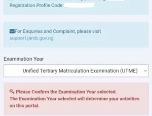 How to upload your jamb results on jamb portal - Select your examination year.